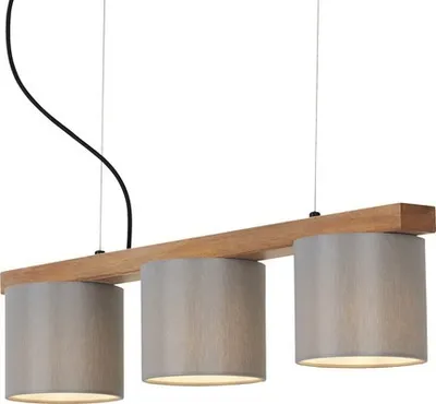 Produktbild von Pendelleuchte Höhenverstellbar E14 25 W grau Metall-Holz-Stoff Briloner