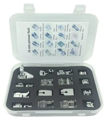 Imagen del producto de Juego de 16 accesorios para máquina de coser, que incluye prensatelas
