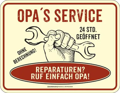 Produktbild von RAHMENLOS Opa's Service Blechschild