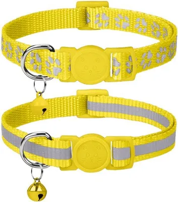 Productafbeelding van Ibenzoa® Reflecterende kattenhalsbanden, set van 2 – Nylon, verstelbaar van 19 tot 32 cm, 1 cm breed, met veiligheidssluiting en belletje