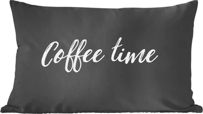 Produktbild von MuchoWow® Zierkissen Sofakissen Wohnzimmer Dekokissen 50x30 cm Sprichwörter - Kaffeezeit - Zitate - Wohnzimmerdekoration - Polster mit Photo