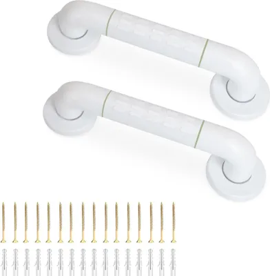 Produktbild von Haltegriffe für Senioren - 2er Pack Rutschfest 30cm Haltegriff Dusche Extra Stabil 200kg, Bad Haltegriff Edelstahl Innenrohr, Badewannengriff mit Leuchtring für Kinder und Schwangere