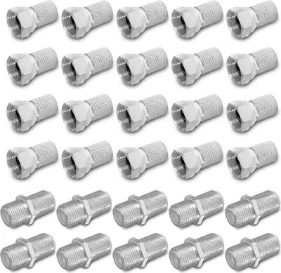 Produktbild von ARLI 20x F-Stecker 7 – 7,4 mm + 10x F-Verbinder – Koaxialkabel Zubehör für SAT TV DVB-S2 DVB-T2