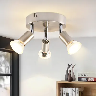 Image de ZMH Spot de plafond LED Lampe de cuisine GU10 ronde 3 flammes Lampe de chambre à coucher Lampe de couloir 350° Plafonnier Spots pour couloir Chambre à coucher Sans ampoules