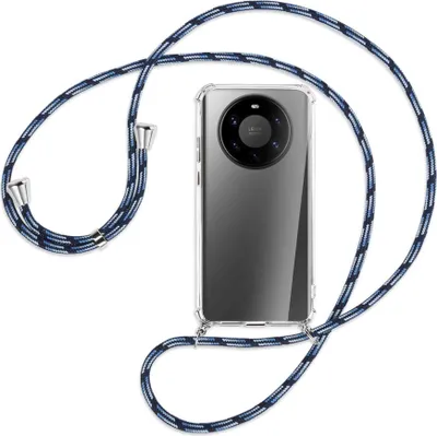 Produktbild von Handykette Backcover-Schutzhülle mit Band (Metall silberfarben) für Huawei Mate 40 Pro Plus - Blautöne