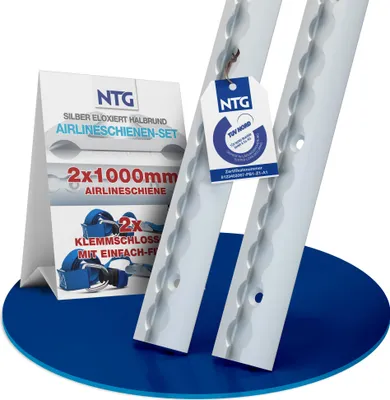 Produktbild von Airlineschiene Zurrschiene 2 x 1 m 1 Meter halbrund m. Bohrung u. Klemmschlossgurten