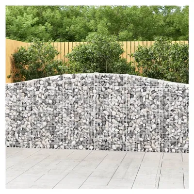 Produktbild von Gabione mit Hochbogen, Steinkorb Drahtkorb, Gabionenkorb, Gabionenwand Gabionen Zaun, 400 x 30 x 100/120 cm, 1 Stück