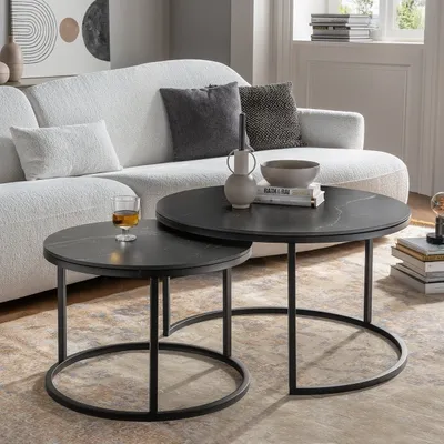 Produktbild von Couchtisch >2165-05< in matt schwarz, Keramik - 46x80cm (HxD)