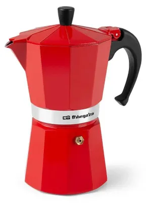 Image de Orbegozo KFR 940, cafetière moka, rouge, aluminium, 9 tasses