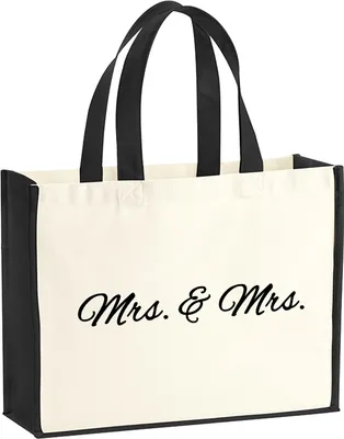 Produktbild von Huuraa Jutetasche Mrs. & Mrs. Schriftzug 21 Liter Black Jute und Baumwolle Einkaufstasche Geschenkidee