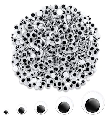 Produktbild von Stück Wackelaugen Selbstklebend Runde Schwarz Weiß Basteln Wackelaugen Kunststoff Bastelaugen Augen Kulleraugen Aufkleber Für DIY Scrapbooking Handwerk Puppe Zubehör(12/10/8/6/4mm)
