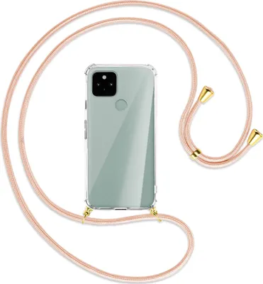 Produktbild von Handykette Backcover-Schutzhülle mit Band (Metall goldfarben) für Google Pixel 5 - rose peach