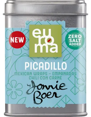 Zdjęcie produktu dla Mieszanka przypraw Euroma Picadillo marki Jonnie Boer, 48 g - aromatyczna mieszanka przypraw latynoamerykańskich do mięsa mielonego, ryżu i warzyw