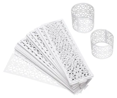 Productafbeelding van Servetringen - 50 stuks - Decoratieve papieren servetringen - Wit