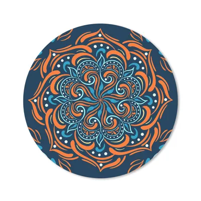 Produktbild von MuchoWow® Mauspad Mousepad Mandala - Orange - Blau - Muster 40x40 cm - Mousepads - Maus Mat - Pad - Mausunterlage - Schreibtisch Accessoires