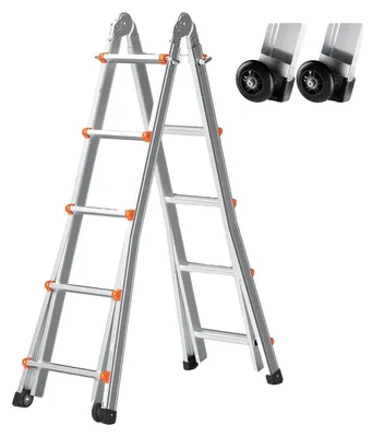 Zdjęcie produktu dla Drabina teleskopowa VEVOR z ramą A, długość 5,8 m, kompaktowa aluminiowa drabina wysuwana, wielofunkcyjna, przenośna, składana drabina do domu mobilnego, udźwig 150 kg