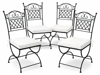 Immagine prodotto di Set di 4 sedie da giardino in stile mediterraneo, modello Caravaca, in ferro, colore nero, altezza 100 cm