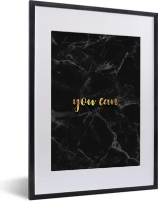 Produktbild von MuchoWow® Gerahmtes Poster Zitate - Motivation - Gold - Marmor 30x40 cm - Poster mit Schwarzem Bilderrahmen Wandposter Rahmen Foto Bilder - Wandposter Schlafzimmer