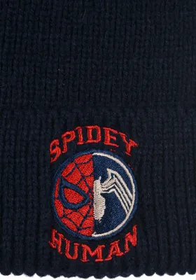 Produktbild von Spider-Man Kinder Jungen Winter-Mütze Strick-Mütze, Farbe:Dunkel-Blau, Größe:52