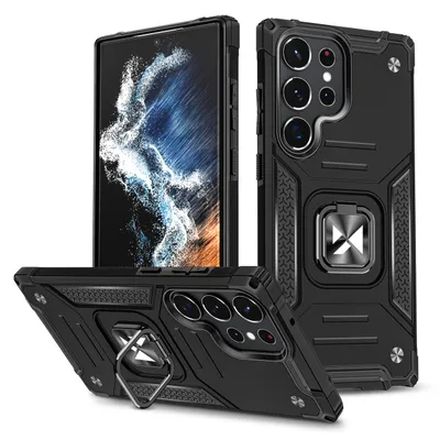 Produktbild von Wozinsky Ring Armor Case für Samsung Galaxy S23 Ultra mit magnetischem Ringhalter Schwarz