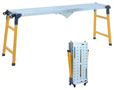 Klappbares Arbeitspodest 500 kg, 160x36x120,5 cm, Kohlenstoffstahl, 4 Lenkrollen