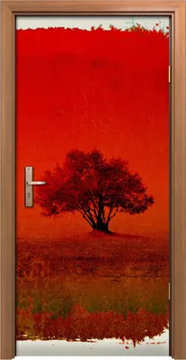 Produktbild von Türposter 90x200 cm Türaufkleber Türtapete Türfolie Klebefolie Kunst Roter  mit Olivenbaum