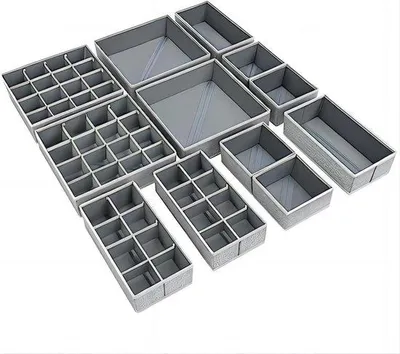 Produktbild von Famanu Schubladenorganisatoren 12er Set - Faltbare Aufbewahrungsboxen