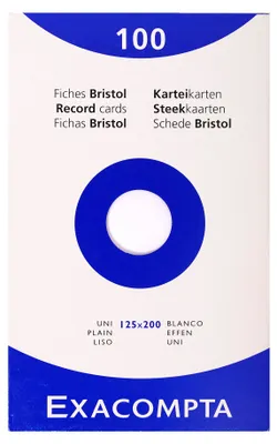Produktbild von Exacompta Karteikarten 125x200 mm blanko Faltschachtel 100 Stück Weiß
