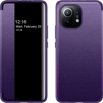Produktbild von Xiaomi Mi 11 Hülle, Schlank Kunstleder Klapp Ledertasche Schutzhülle für Xiaomi Mi 11 Lila