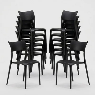 Image de lot de 20 chaises empilables en polypropylène Chaises pour restaurant et bar Parisienne - Noir