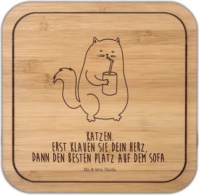 Produktbild von Mr. & Mrs. Panda Kunststoff-Untersetzer Katze Dose - Transparent - Geschenk, Katzen, Cat, Coaster, Herz, Cats, kork untersetzer, Katzenmotive, Tischuntersetzer