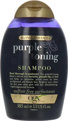 Produktbild von OGX Blonde Enhancer Purple Toning Shampoo für blondes Haar – 385 ml - 1 Stück
