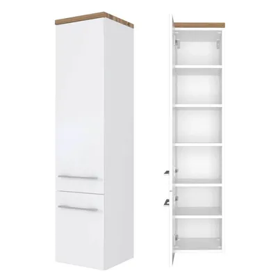 Produktbild von Badezimmer Midischrank Hochschrank 2-türig TAREE-03 in matt weiß, B/H/T: 30/130/35 cm