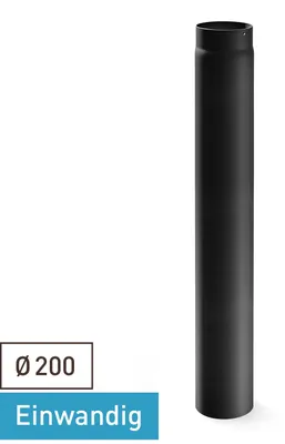 Produktbild von Raik Basic Längenelement 200mm schwarz L: 1000mm für Rauchrohr / Ofenrohr