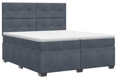 Image de vidaXL Lit boxspring avec matelas gris foncé 200 x 200 cm velours