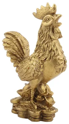 Glückshahn aus Messing, 10 cm, Feng Shui Dekoration