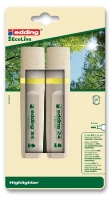 Obrázok produktu pre Edding 24, 2 kusov, Žltá, Hrot dláta, Viacfarebný, Obdĺžnik, 2 mm