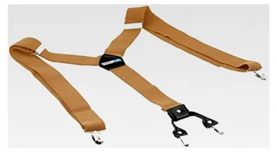 Produktbild von Breite Hosenträger für Herren: Y-Form, 4 Clips, Echtleder-Applikation, beige