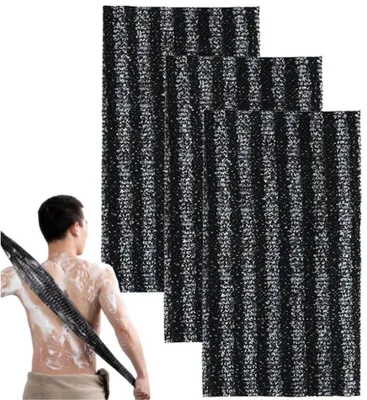 Produktbild von Peeling-Handtücher - Peeling-Badetuch - 3 Stück - 100 x 25 cm - Körper-und Rückenmassagehandtuch,Duschreinigungszubehör - Schwarzes Netz