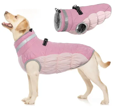 Immagine prodotto di Cappotto per cani, inverno, rosa, taglia L, impermeabile, caldo, antivento, in pile