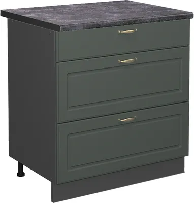 Produktbild von Küchenunterschrank Vicco Fame-Line Grün-Gold Landhaus 80 cm mit 3 Schubladen, AP Anthrazit, Model 45531