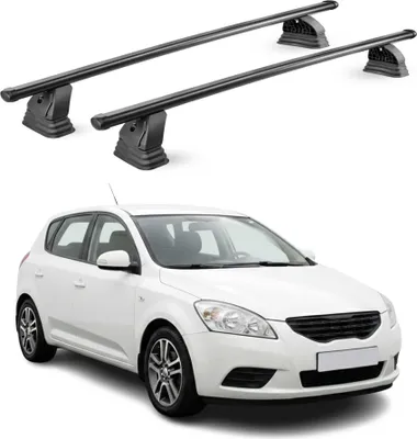 Productafbeelding van Stalen dakdragers voor Kia Cee'd I (2006-2012), goedgekeurd door afsluitbaar, 75 kg draagvermogen, 2-delig, zwart
