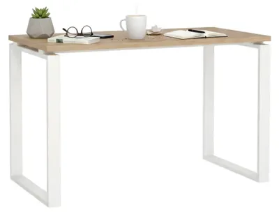 Produktbild von Schreibtisch Muriel, Mehrzweckschreibtisch, Bürotisch für PC, Eckschreibtisch, 120x60 h76 cm, Eiche und Weiß