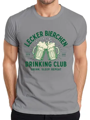 Productafbeelding van Lekker biertje drinken, slapen, herhalen. Stammtisch, vrijgezellenfeest, heren T-shirt, grijs, maat XL