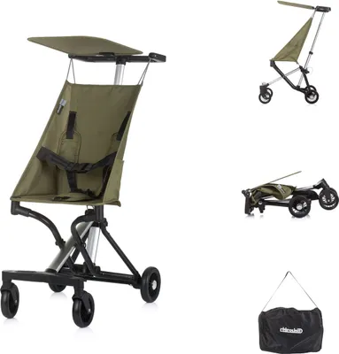 Image de Chipolino Poussette, Buggy Unique cadre aluminium pliable harnais 3 points sac vert