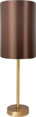 Produktbild von Nachttischleuchte Messing massiv Stoff D: 14 cm 48,5 cm hoch in Bronze hell Braun E27 rund Modern