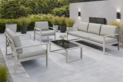 Produktbild von Gartenmöbel Set Solar Lounge Sofa Sessel Tisch Metall C-PB08