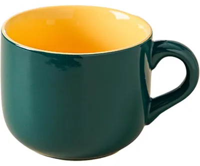 Image de Grande tasse en céramique avec anse, 650 ml, vert et jaune
