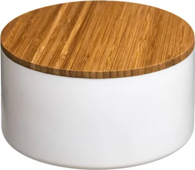 Obrázek produktu pro Úložný box s víkem 5five Simply Smart Natureo White Natural Glass Bamboo ABS ø 13,5 x 7 cm