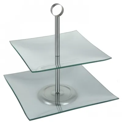 Produktbild von Etagere 25x25x17cm 2Ablagen Glasplatten Servierteller Servierplatte